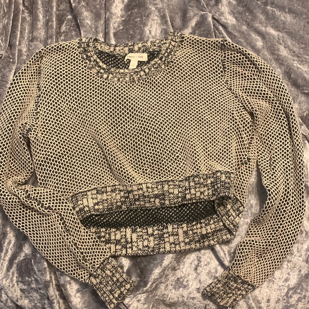 A silence and noise cropped sweater in black and white
